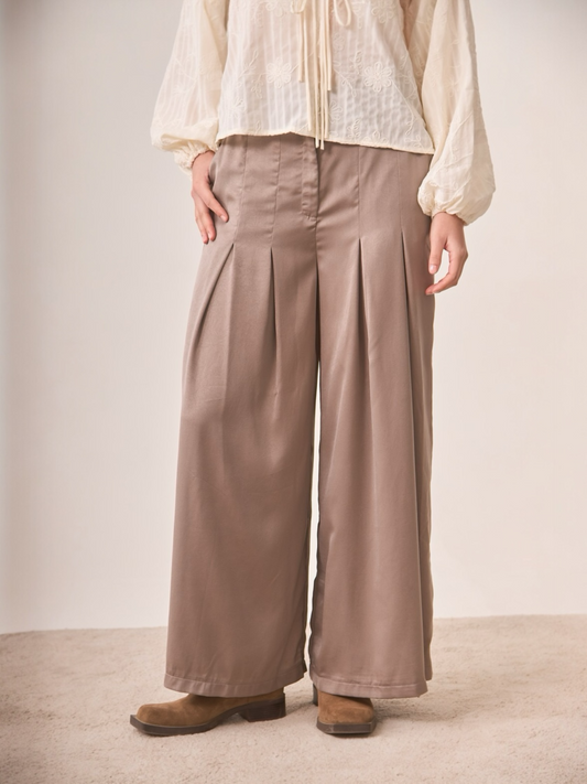 PANTALÓN PINZAS WIDE LEG CAMEL