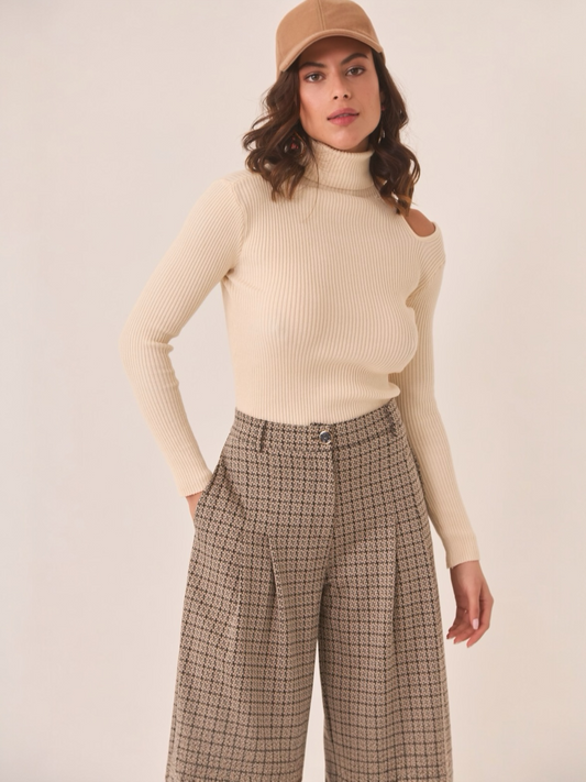 JERSEY CUELLO ALTO CUT OUT IVORY