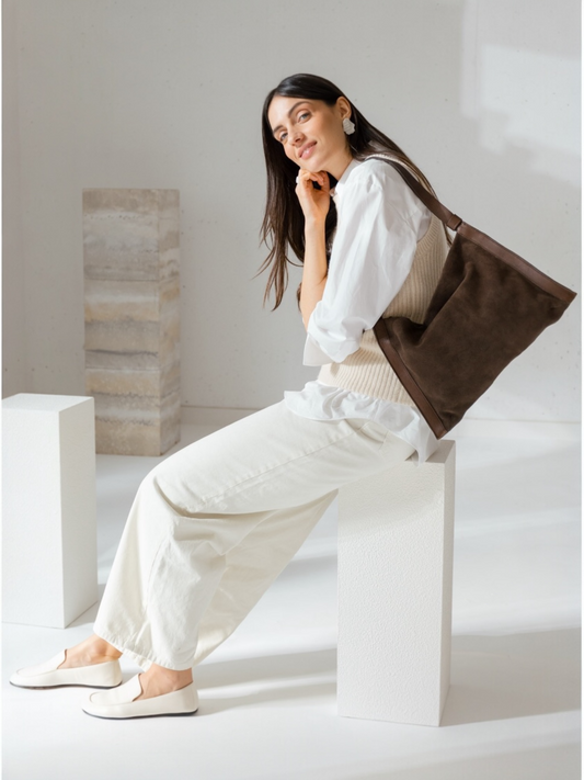 BOLSO DE HOMBRO BEAVER DE PIEL MARRÓN