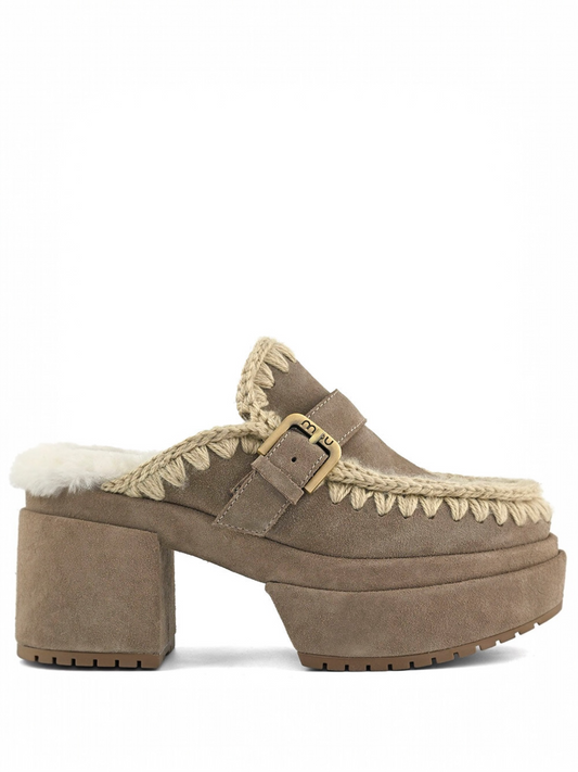 PLATFORM CLOG BUCKLE STRAP ELEPHANT GREY