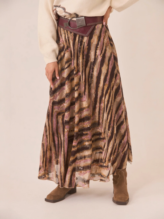 FALDA ASIMÉTRICA ANIMAL PRINT CAMEL