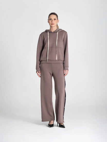 SUDADERA CAPUCHA TAUPE