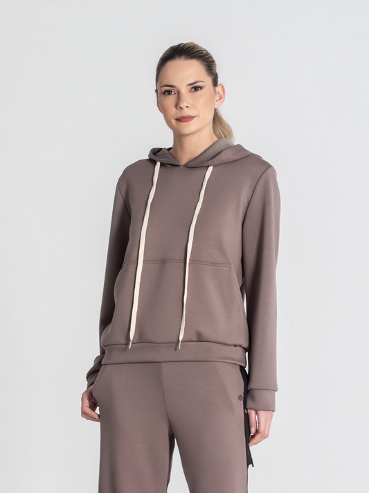 SUDADERA CAPUCHA TAUPE