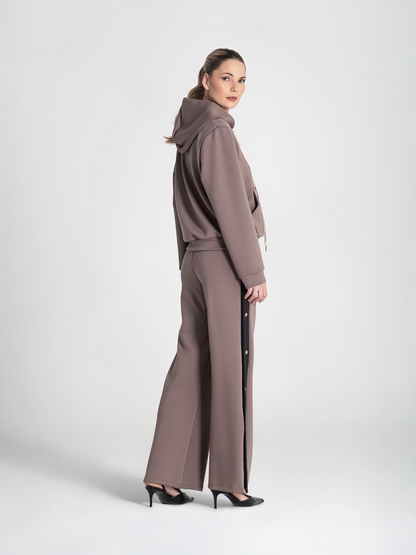 SUDADERA CAPUCHA TAUPE