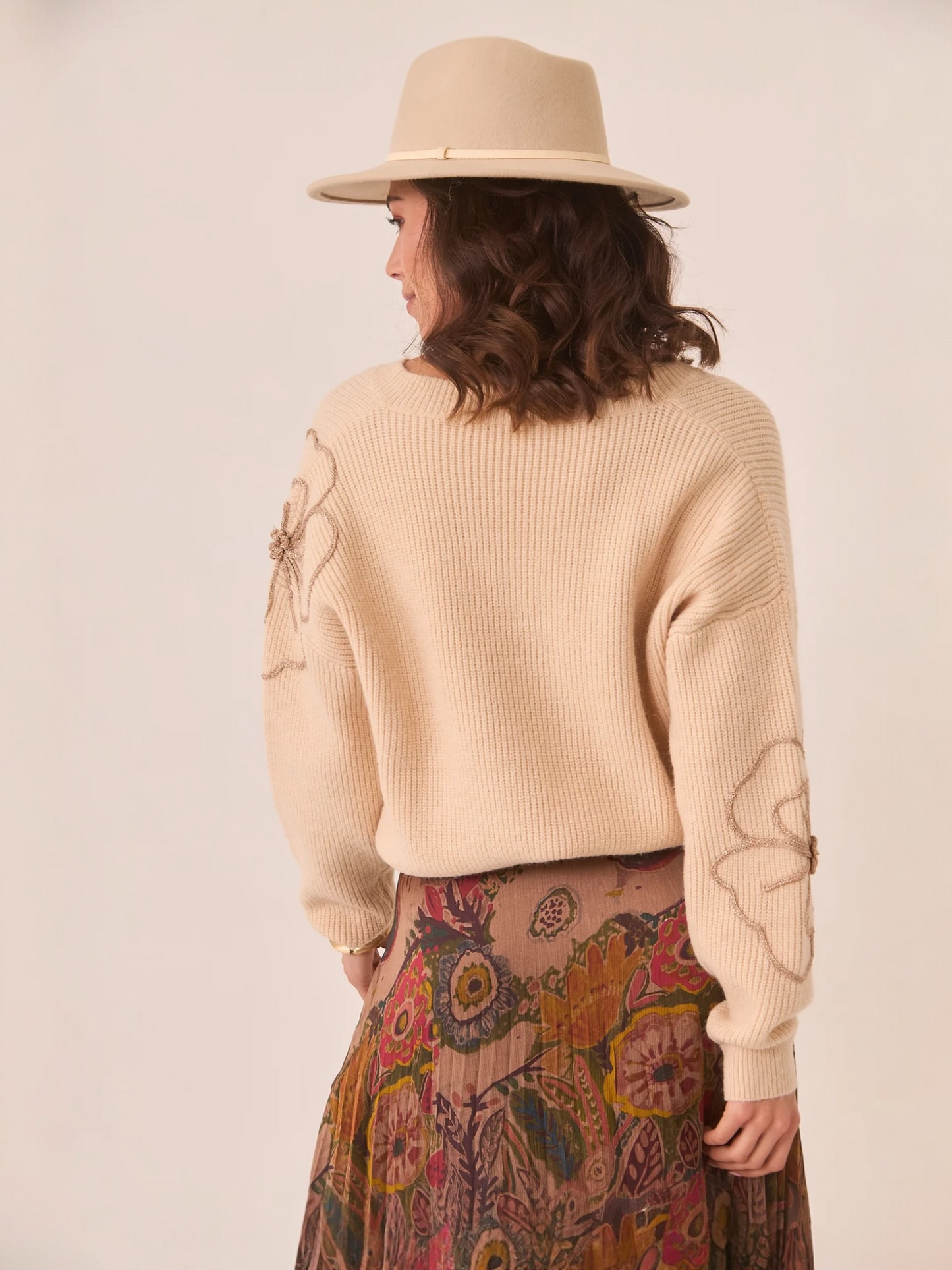 JERSEY OVERSIZE FLOR MANGAS IVORY