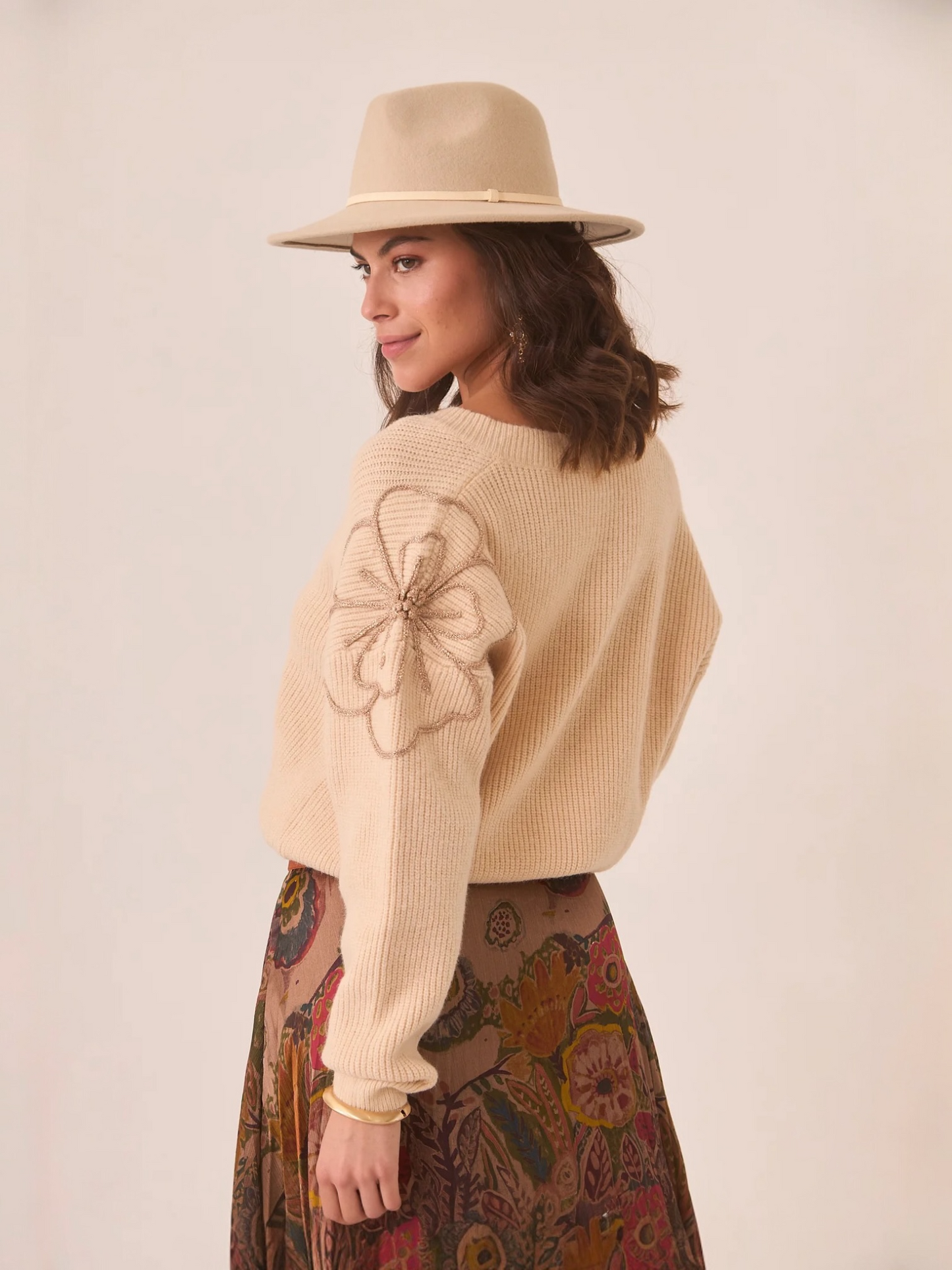 JERSEY OVERSIZE FLOR MANGAS IVORY