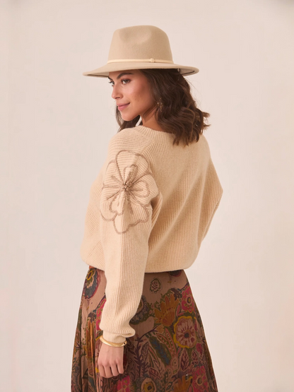 JERSEY OVERSIZE FLOR MANGAS IVORY