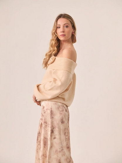 JERSEY CUELLO VUELTO FLORES IVORY