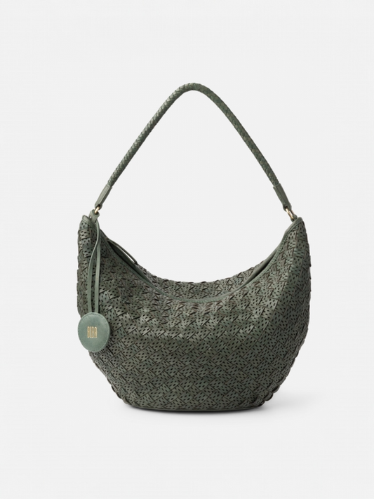 BOLSO DE HOMBRO MONOWI DE PIEL VERDE OSCURO