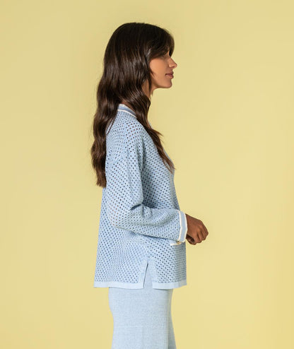 JERSEY CALADO AZUL CELESTE