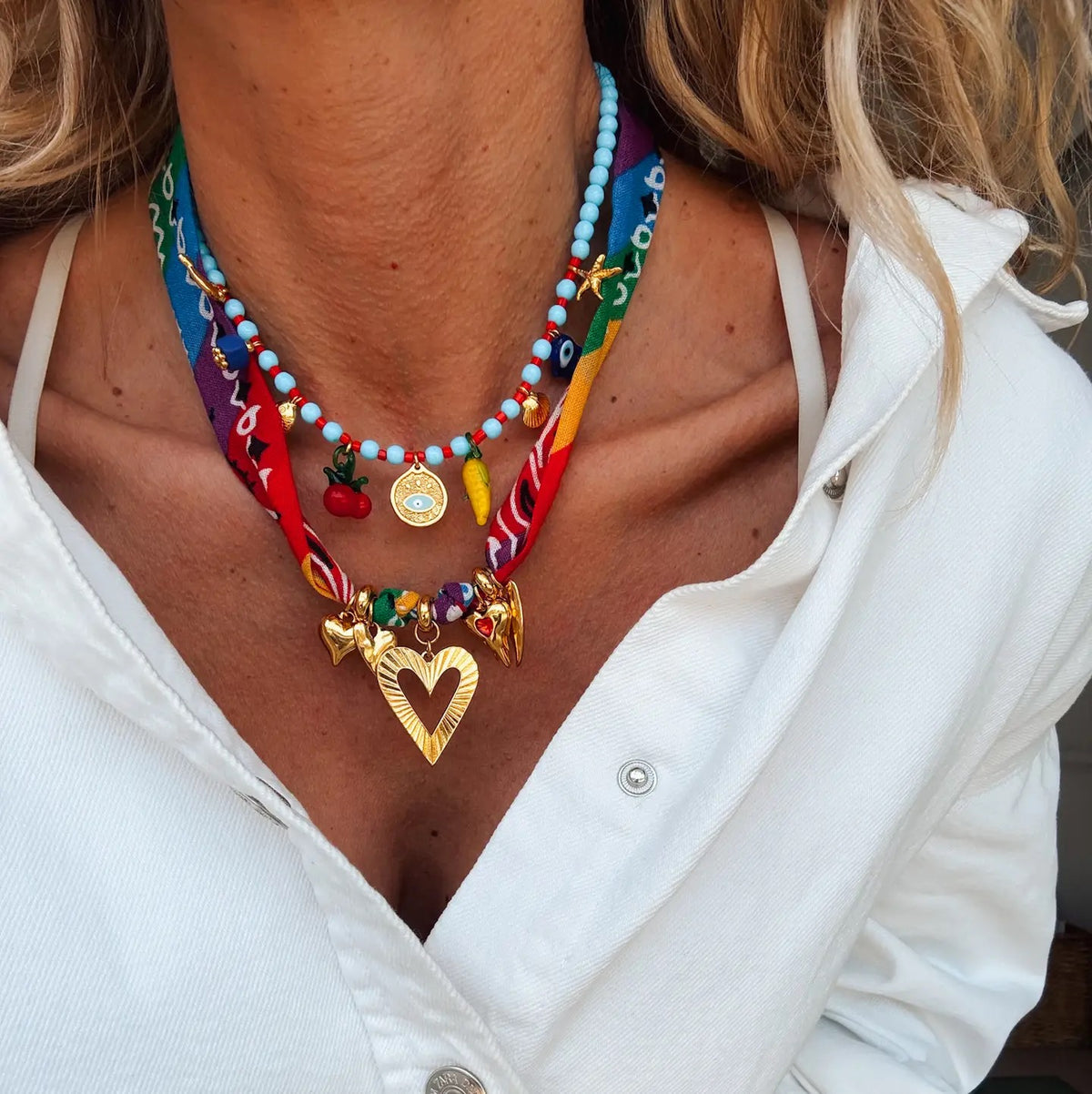 COLLAR CHARMS VIDRIO MURANO DE COLORES
