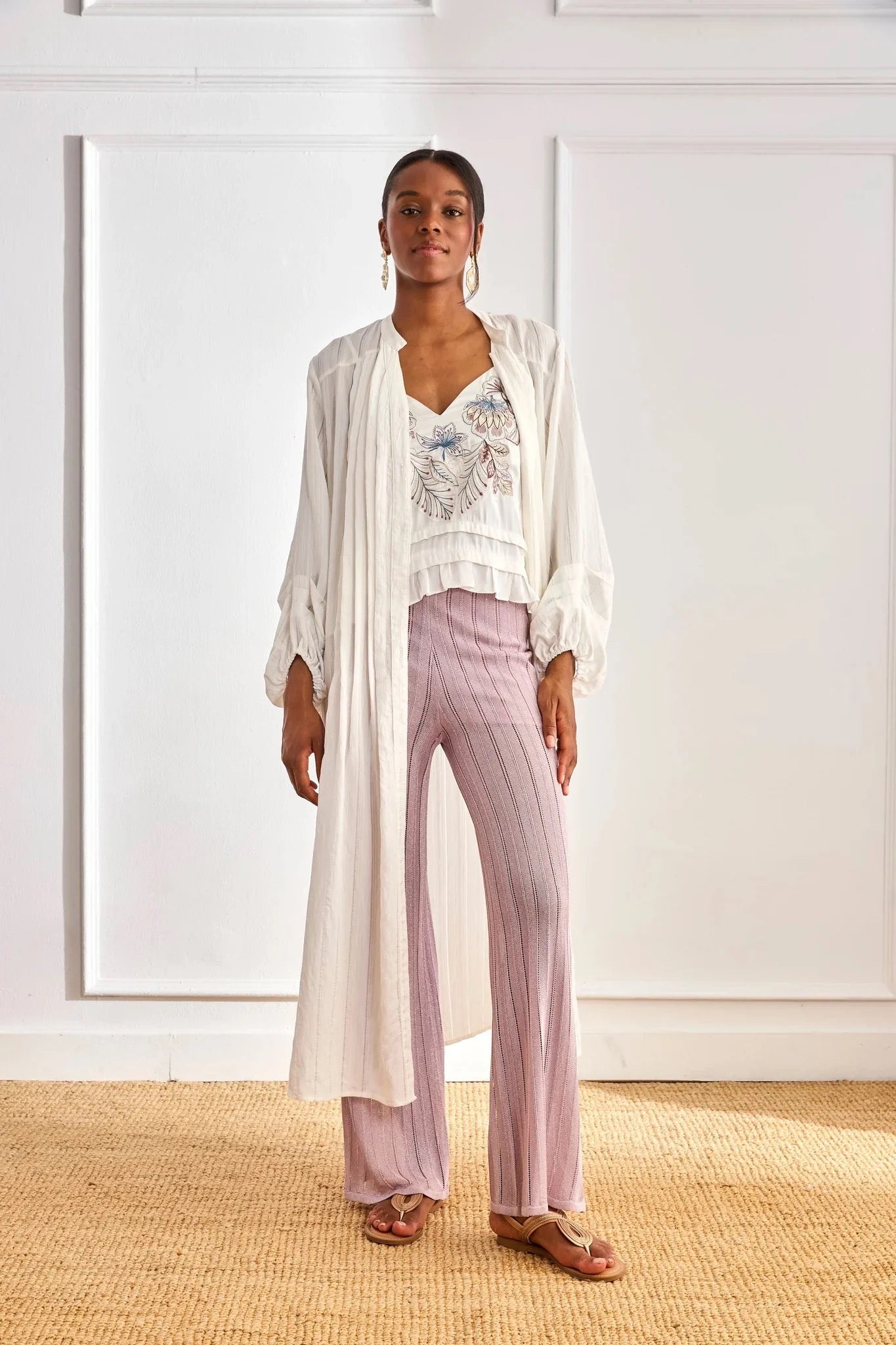 PANTALÓN PUNTO LÚREX VIOLETA