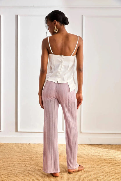 PANTALÓN PUNTO LÚREX VIOLETA